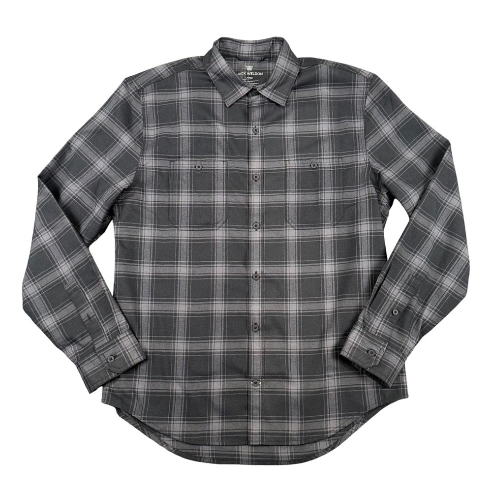 Mack Weldon Shirt Mens Large Grey Plaid Merino Wool Flannel Blend Soft Pocket